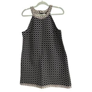 Benetton Size 6 / 8 Black and White Geometric Halter Neck Dress See Measurements